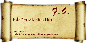 Fürszt Orsika névjegykártya